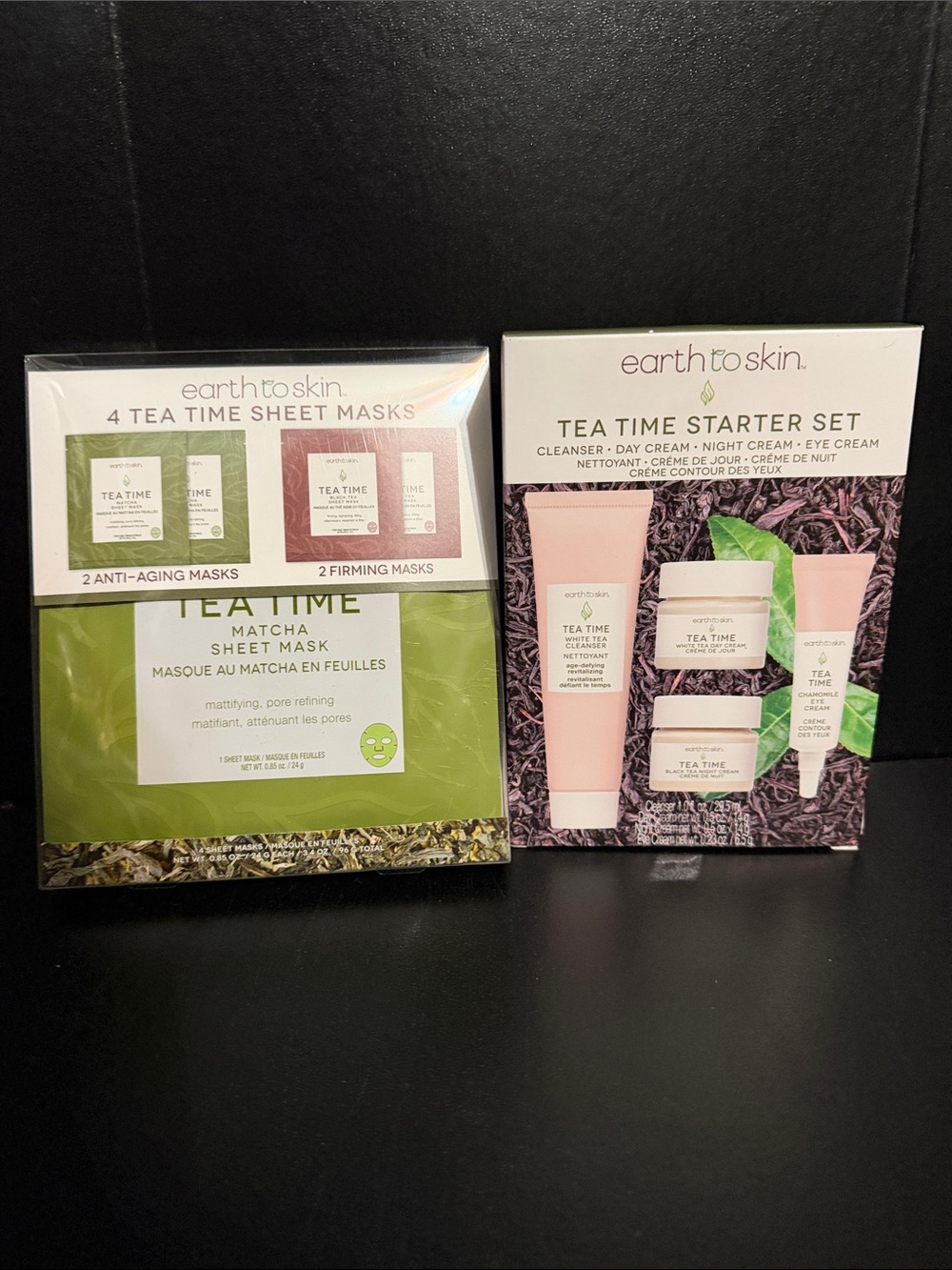 NWT Earth to Skin Tea Time Starter Kit & Sheet Mask Clean Skincare Bundle